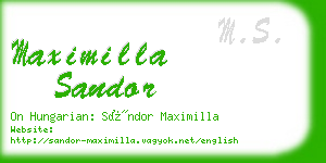maximilla sandor business card